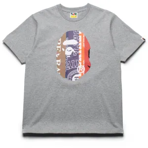 A Bathing Ape Fans Scarf Pattern Ape Head Tee - Grey