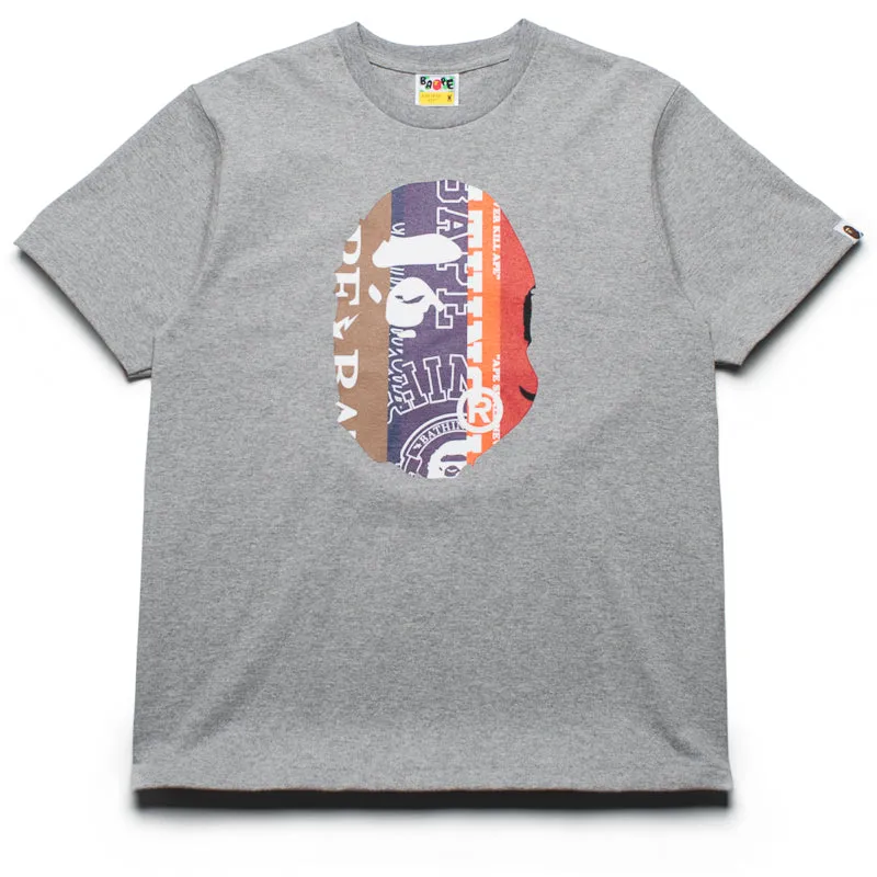 A Bathing Ape Fans Scarf Pattern Ape Head Tee - Grey