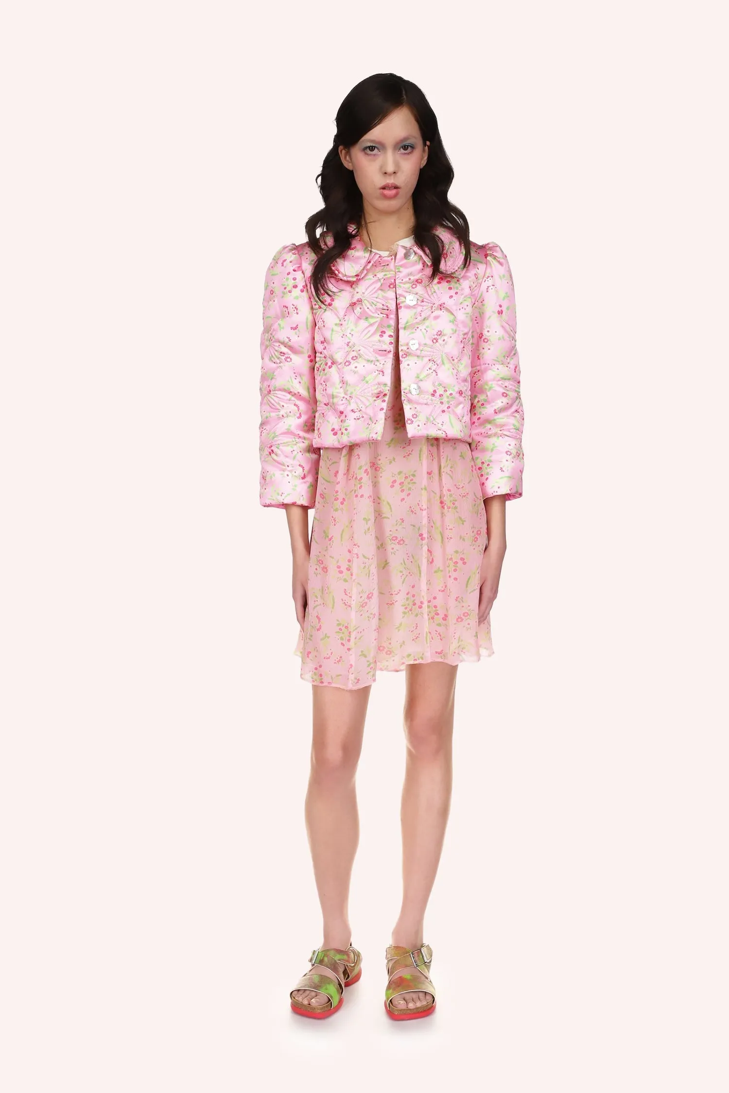Arcadia Blossom Quilted Satin Bed Jacket Annasui