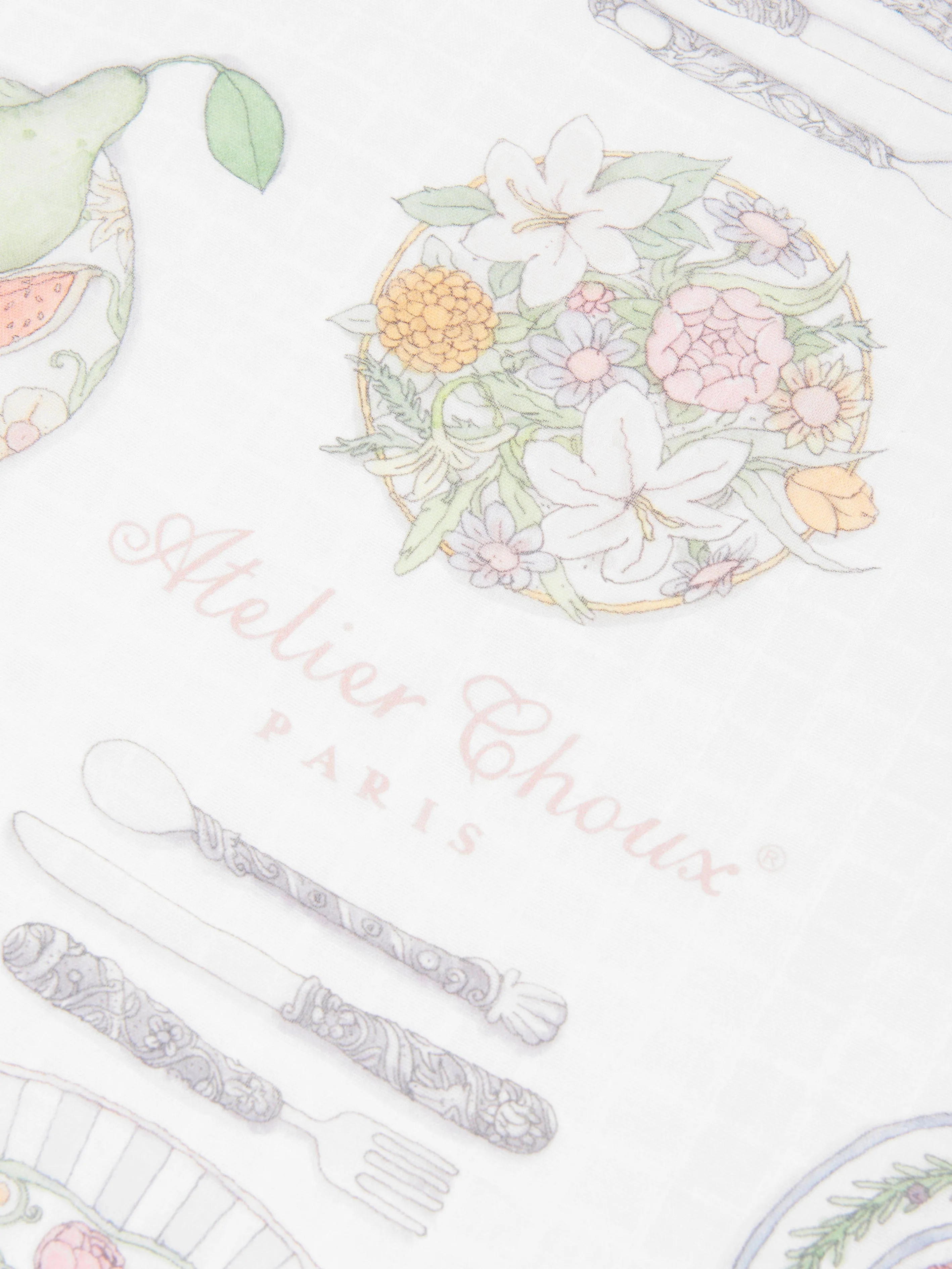 Atelier Choux Baby Bon Apptit Swaddle in White (100cm)