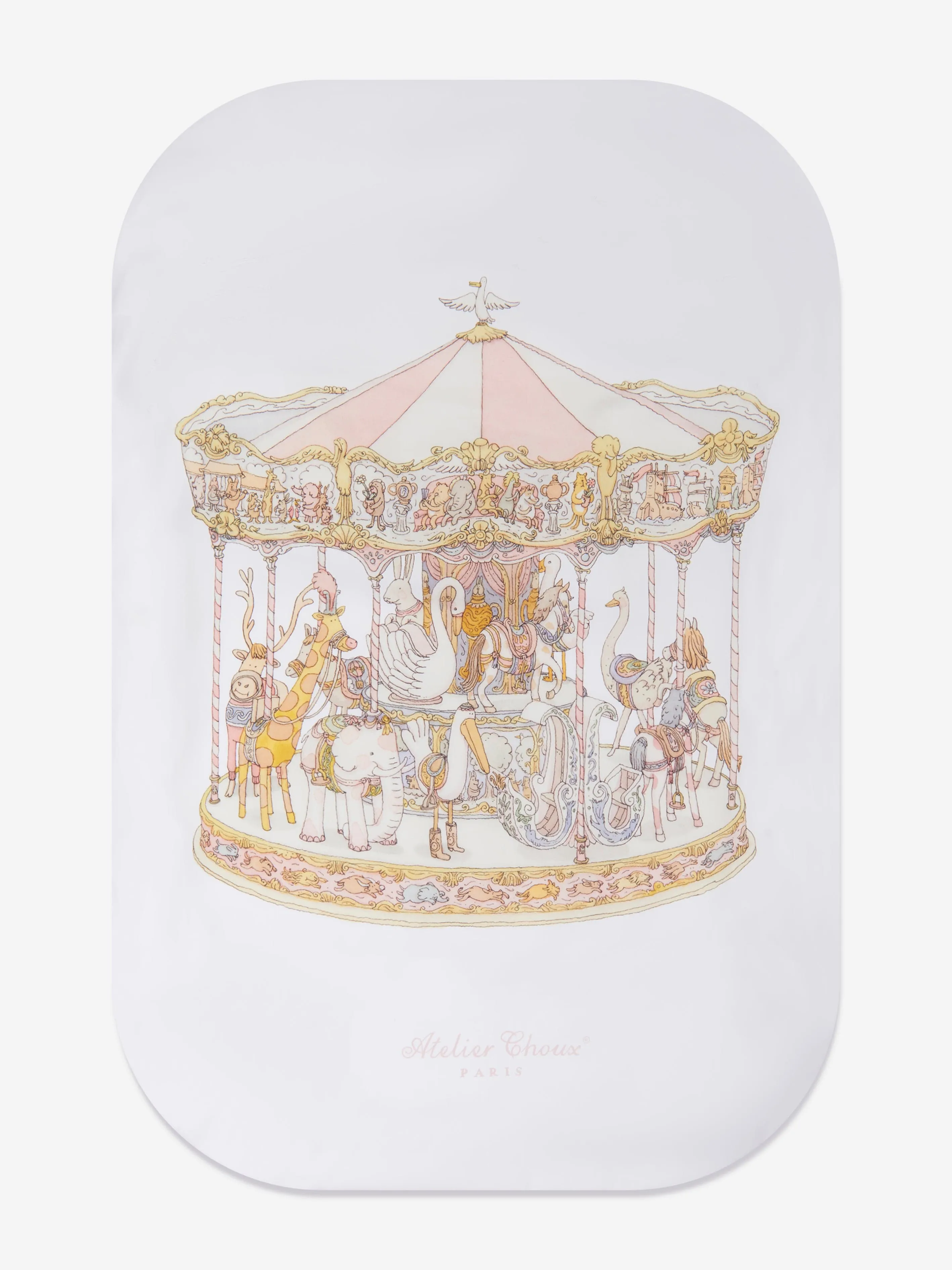 Atelier Choux Baby Girls Carousel Fitted Sheet in Pink (140cm)