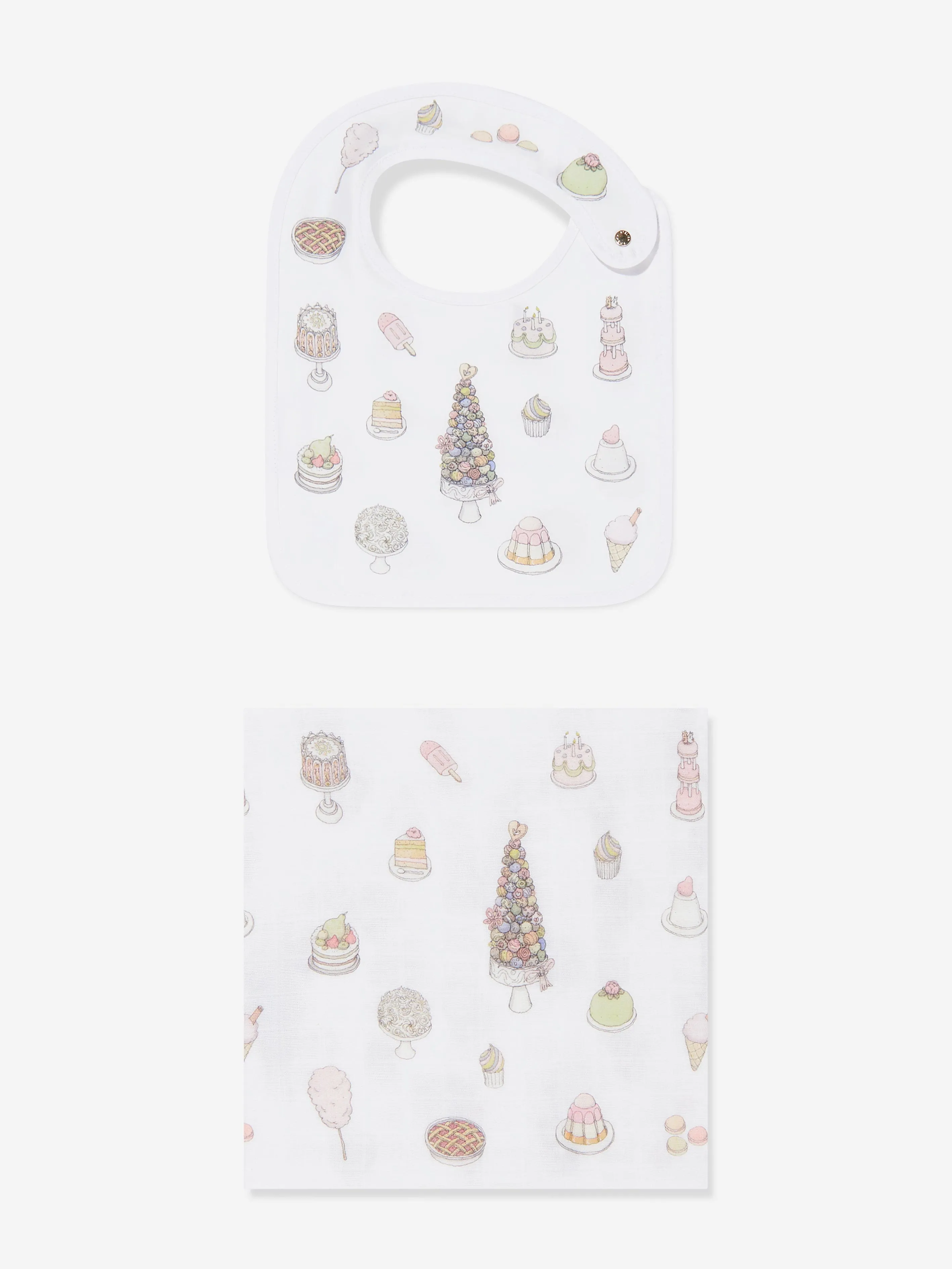 Atelier Choux Baby Girls Sweetie Pie Carr and Satin Bibs Set in Pink