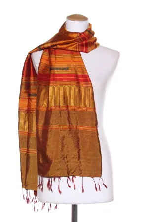 AUTUMNAL silk recycled sari shawl/scarf!