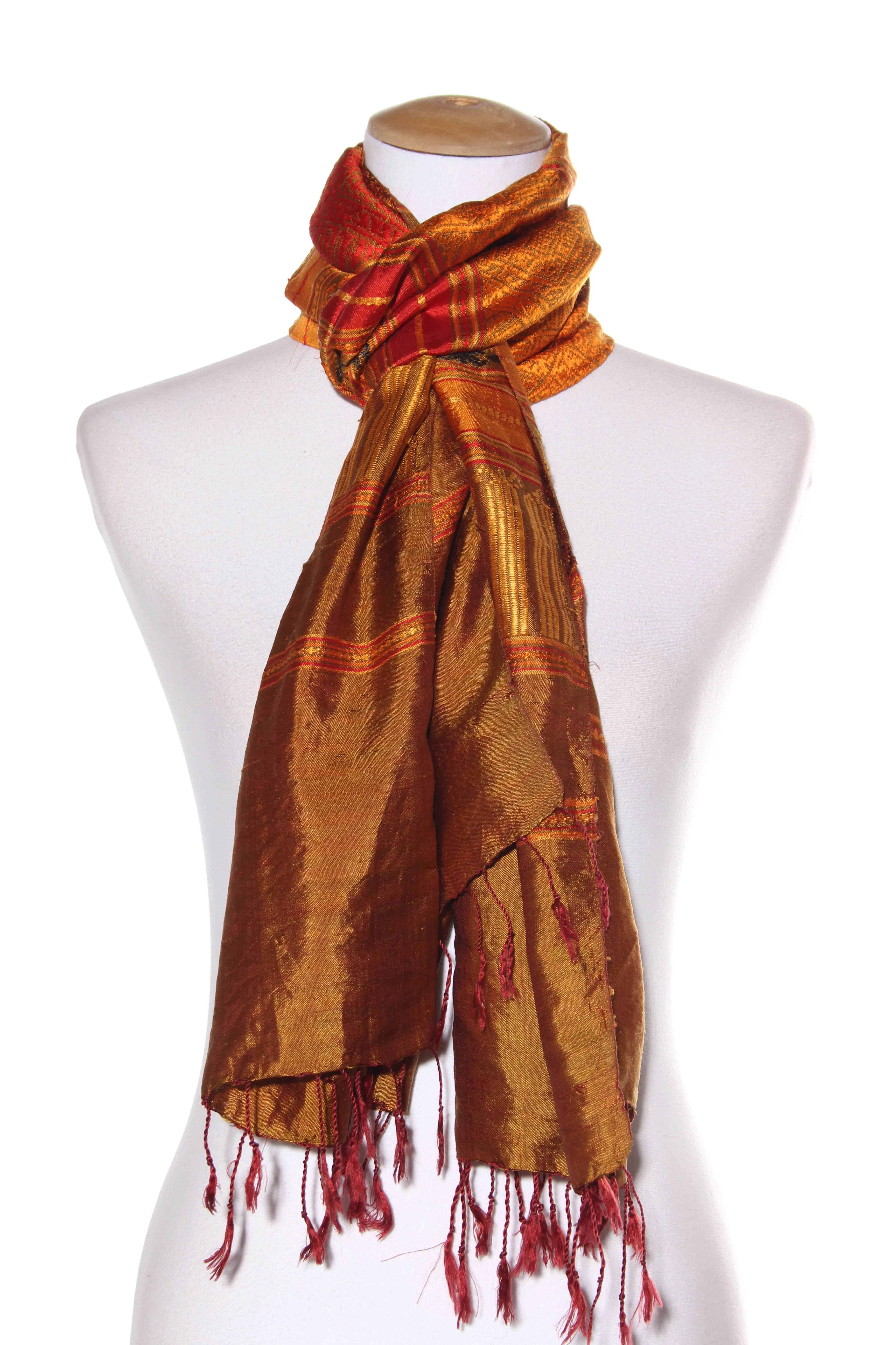 AUTUMNAL silk recycled sari shawl/scarf!