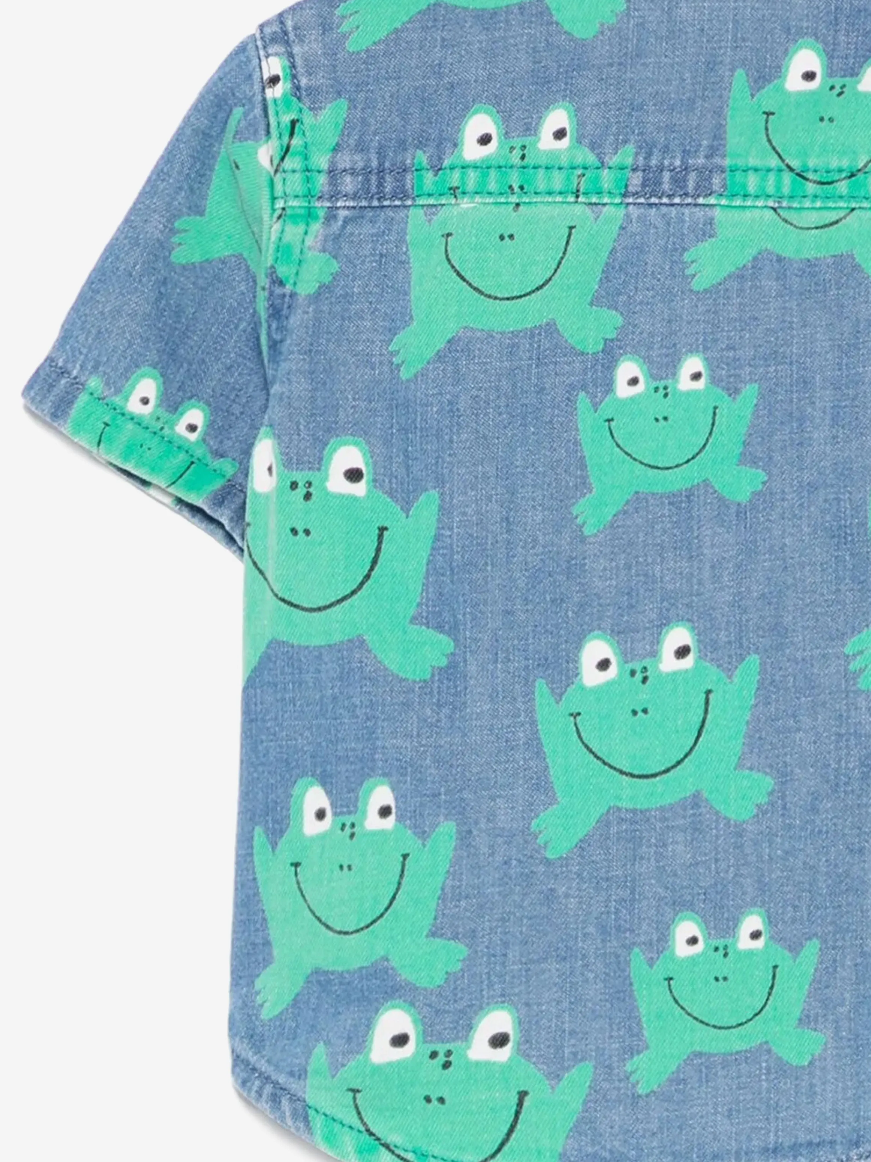 Baby Boys Denim Frog Shirt in Blue