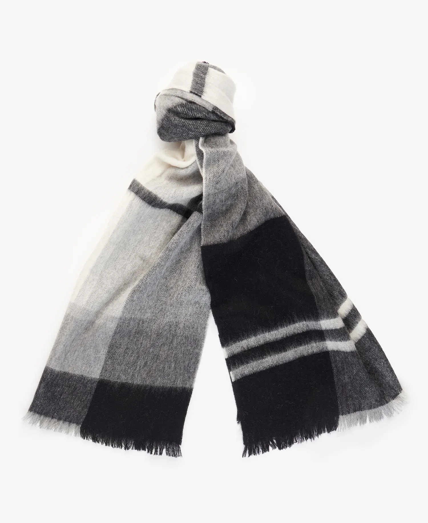 Barbour Rosefield Wool Scarf Grey Tartan LSC0354