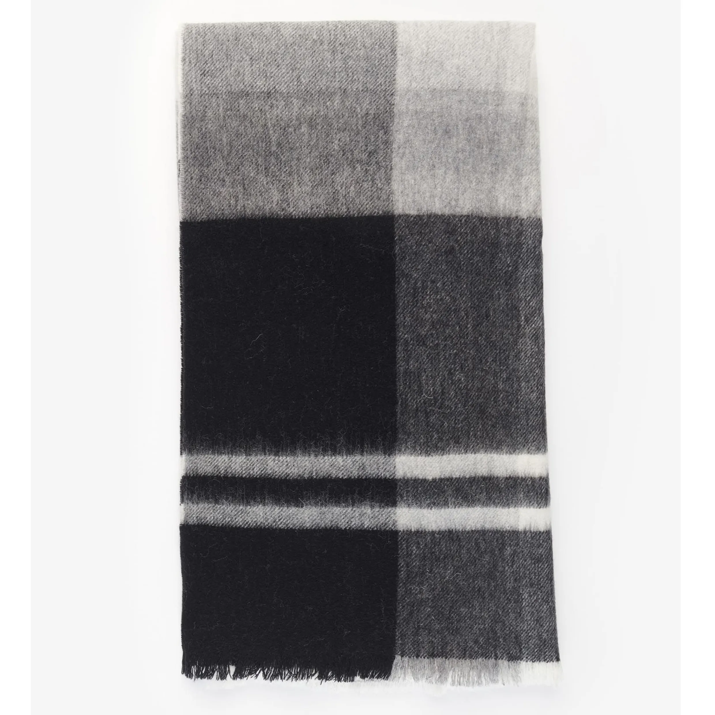Barbour Rosefield Wool Scarf Grey Tartan LSC0354
