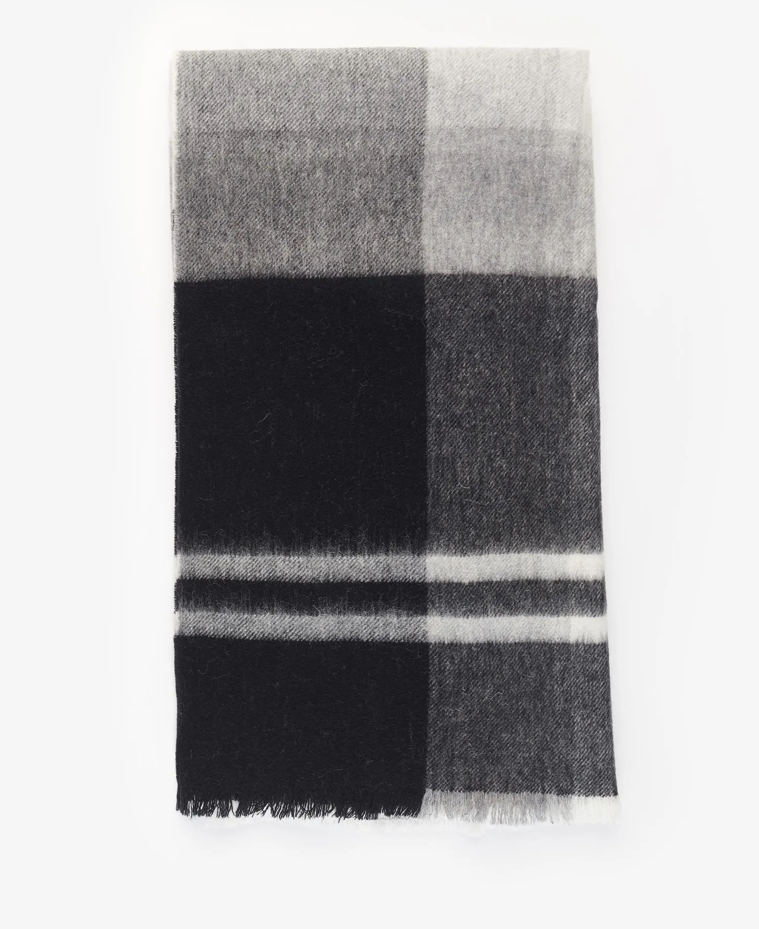 Barbour Rosefield Wool Scarf Grey Tartan LSC0354