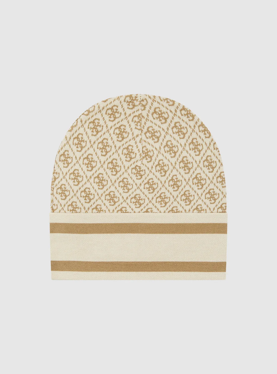 Beige Logo Knit Beanie Guess