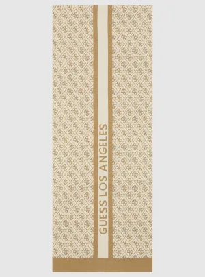 Beige Logo Knit Scarf Guess