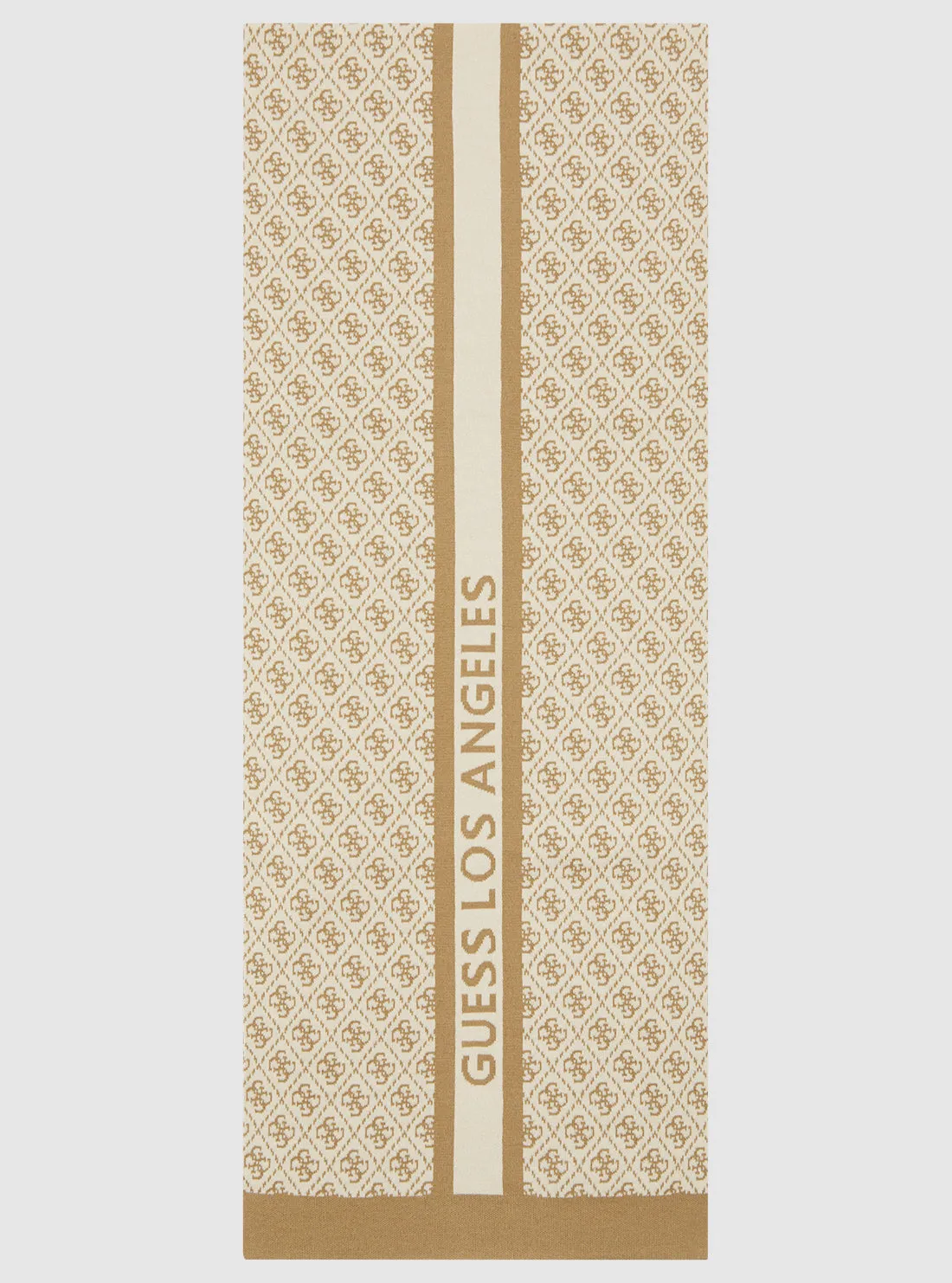 Beige Logo Knit Scarf Guess