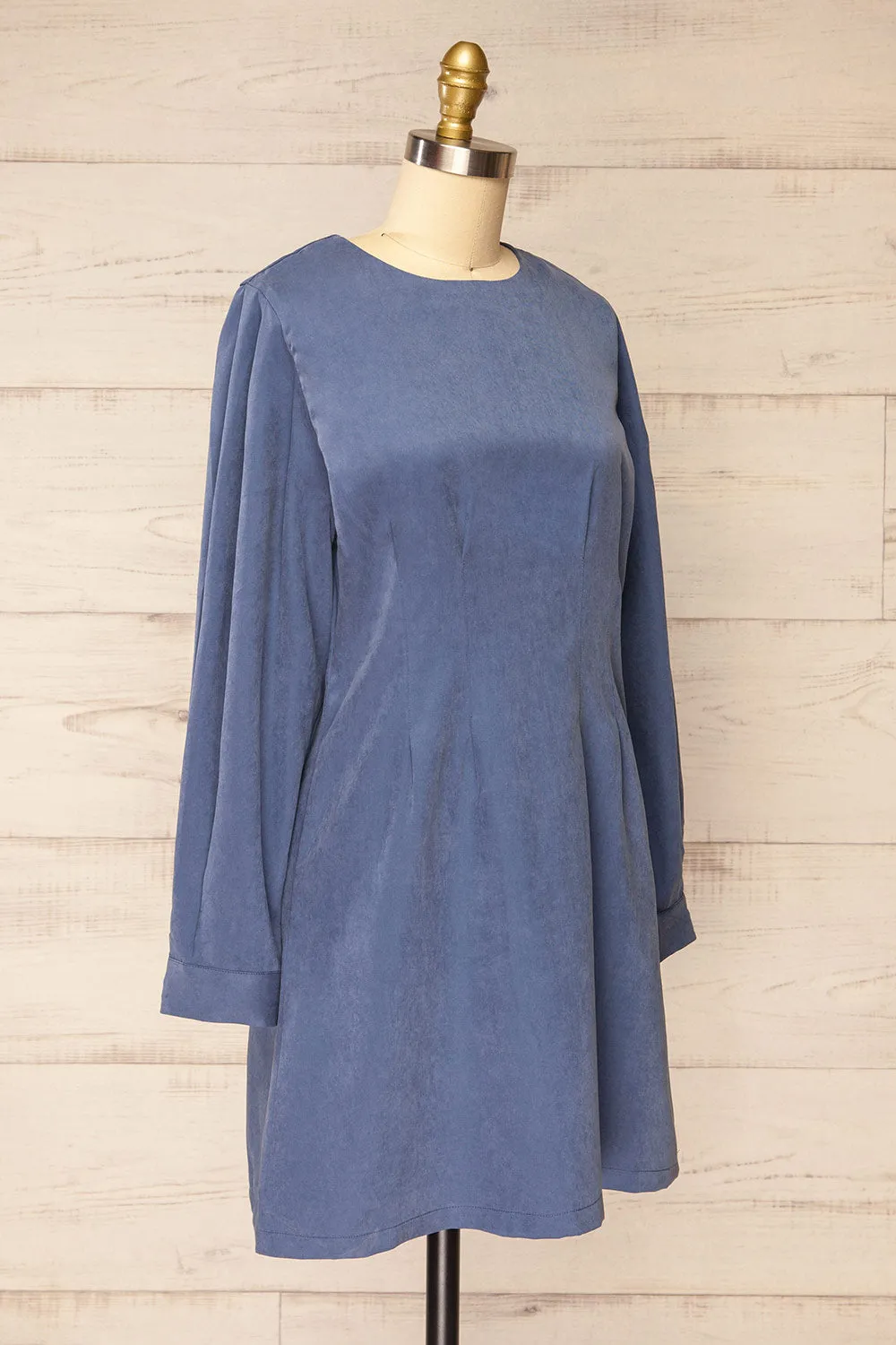 Bohrin Blue | Long-Sleeved Short Dress