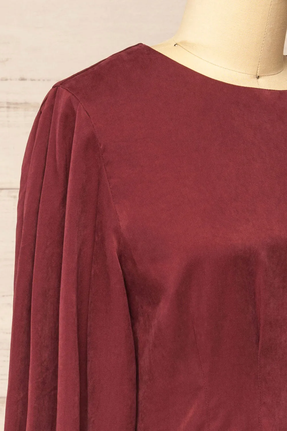 Bohrin Burgundy | Long-Sleeved Short Dress