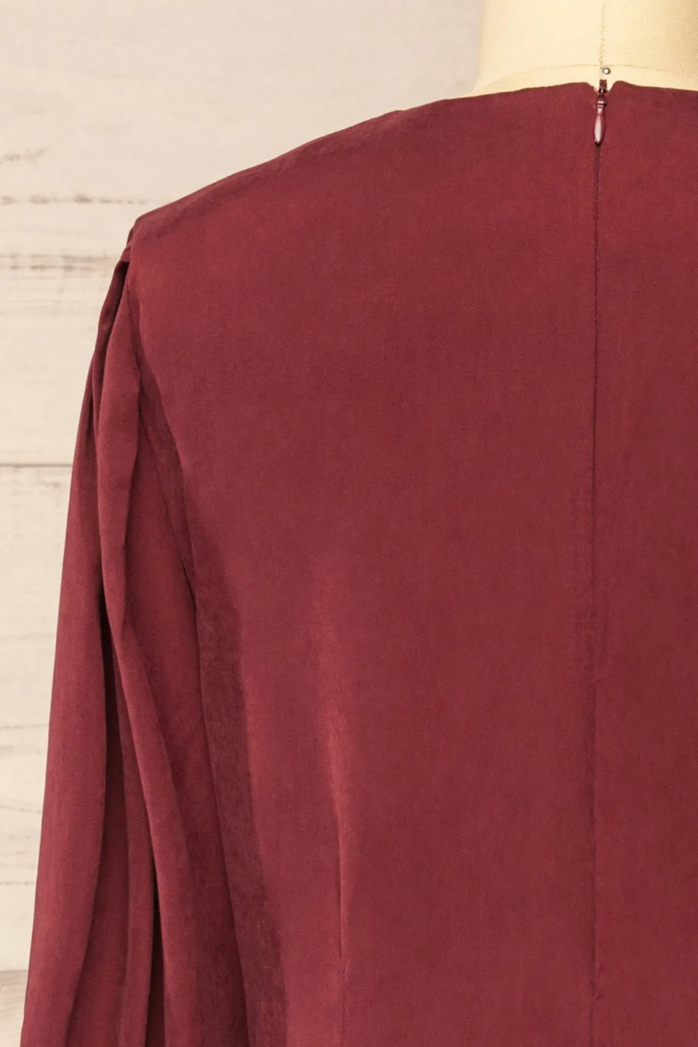 Bohrin Burgundy | Long-Sleeved Short Dress