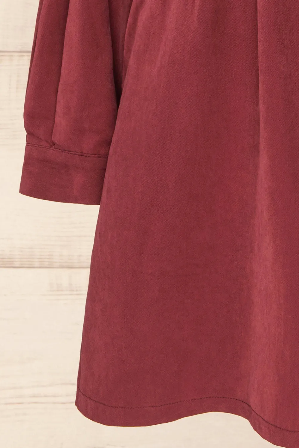 Bohrin Burgundy | Long-Sleeved Short Dress