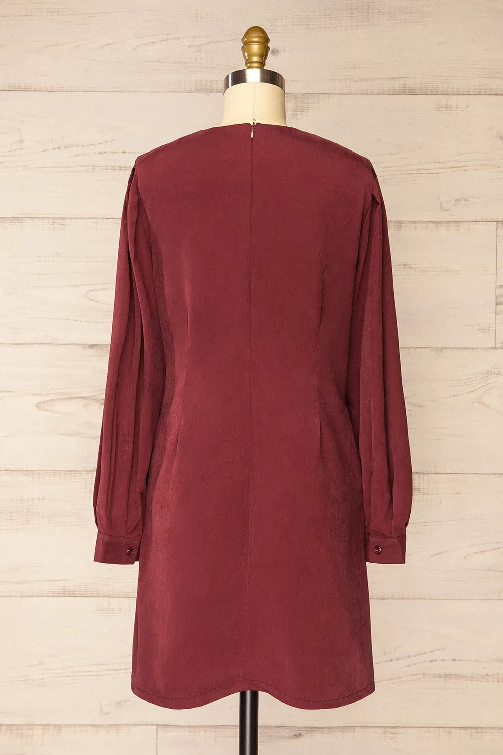 Bohrin Burgundy | Long-Sleeved Short Dress