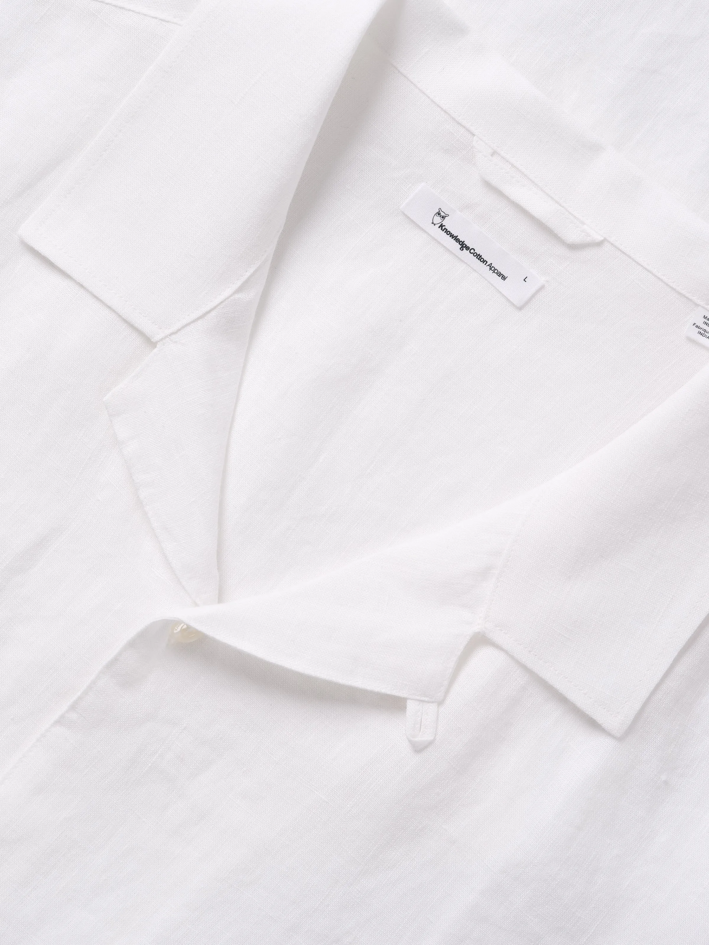 Box fit short sleeved linen shirt - Bright White Knowledge Cotton