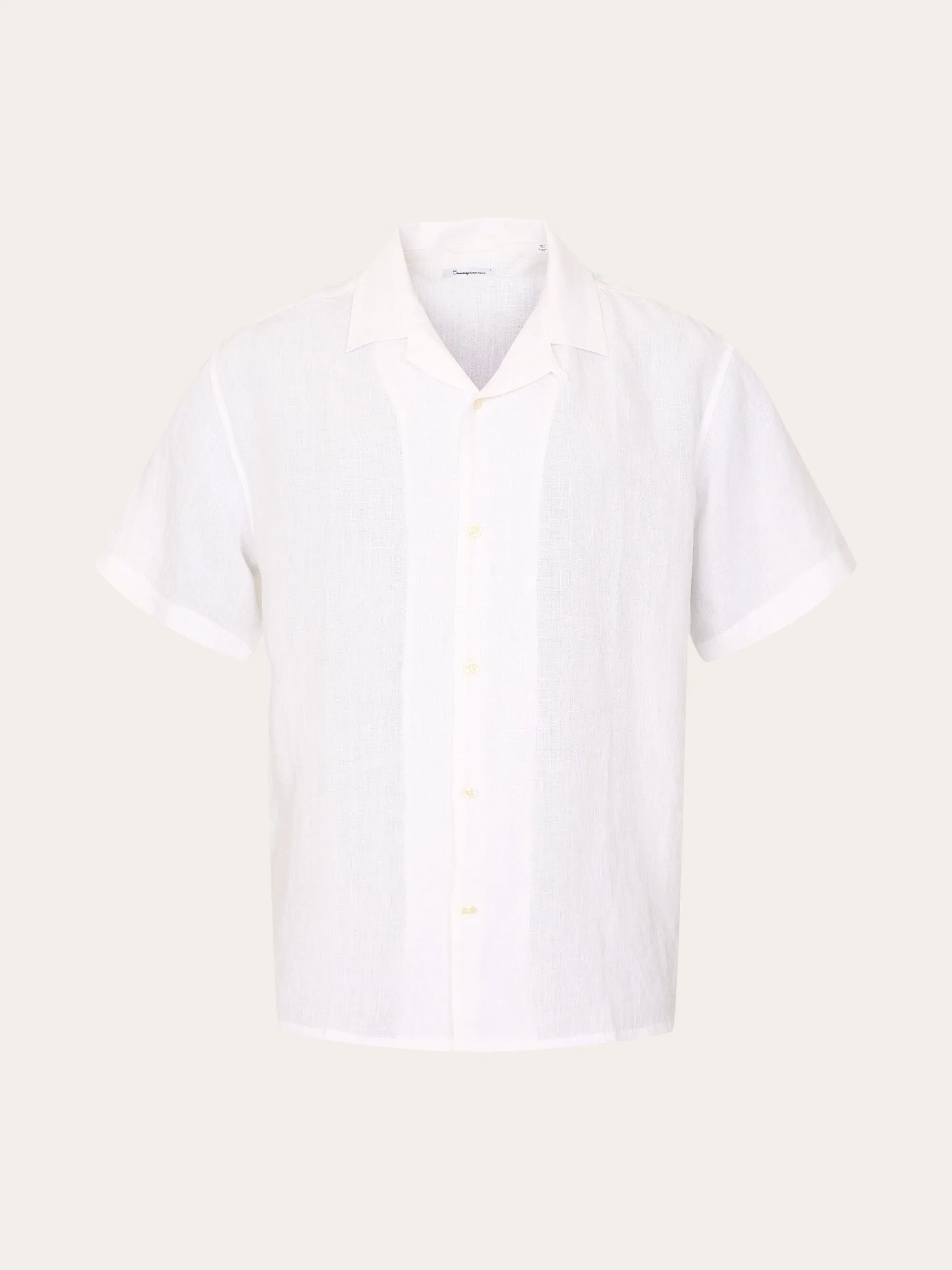 Box fit short sleeved linen shirt - Bright White Knowledge Cotton