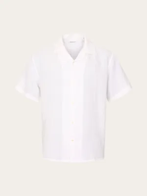 Box fit short sleeved linen shirt - Bright White Knowledge Cotton
