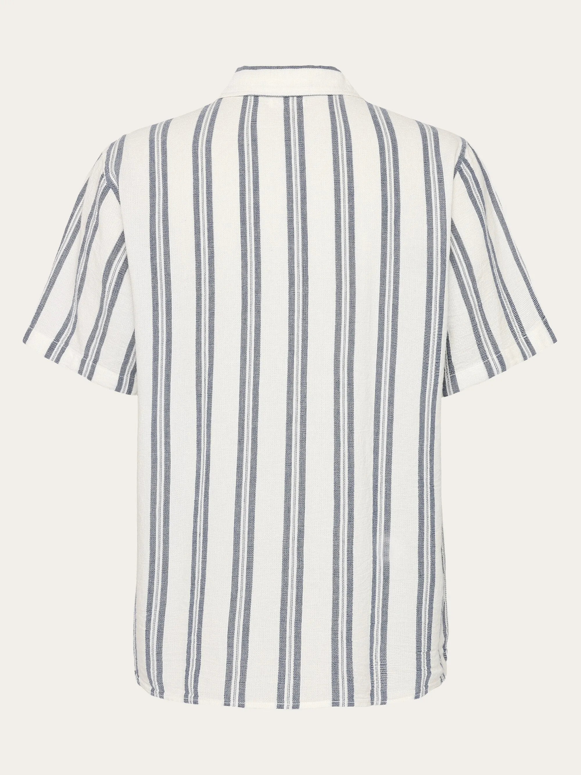 Box short sleeve striped cotton shirt GOTS/Vegan - Blue stripe Knowledge Cotton