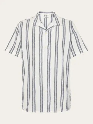 Box short sleeve striped cotton shirt GOTS/Vegan - Blue stripe Knowledge Cotton
