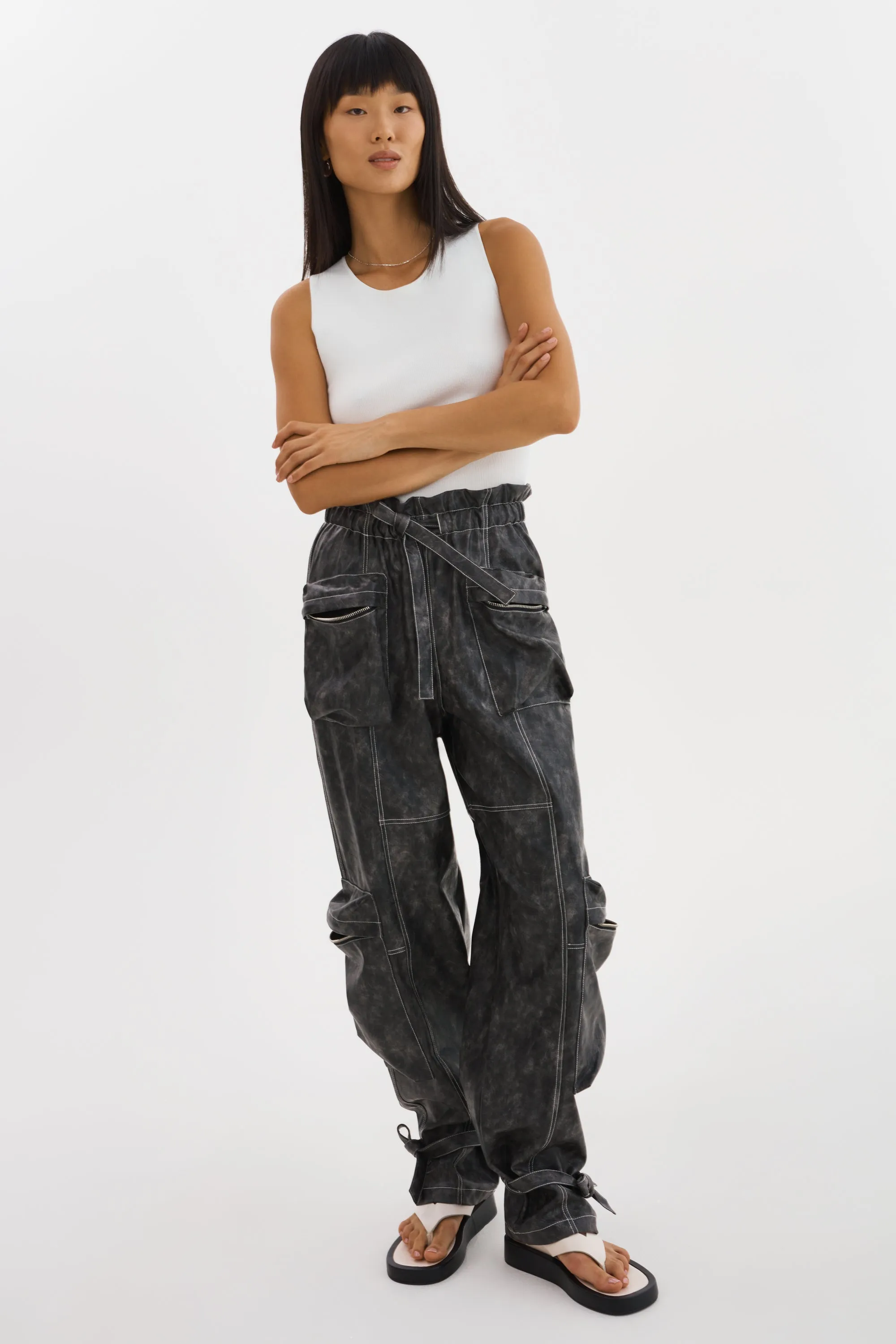 BRAXTON | Faux Leather Cargo Pants