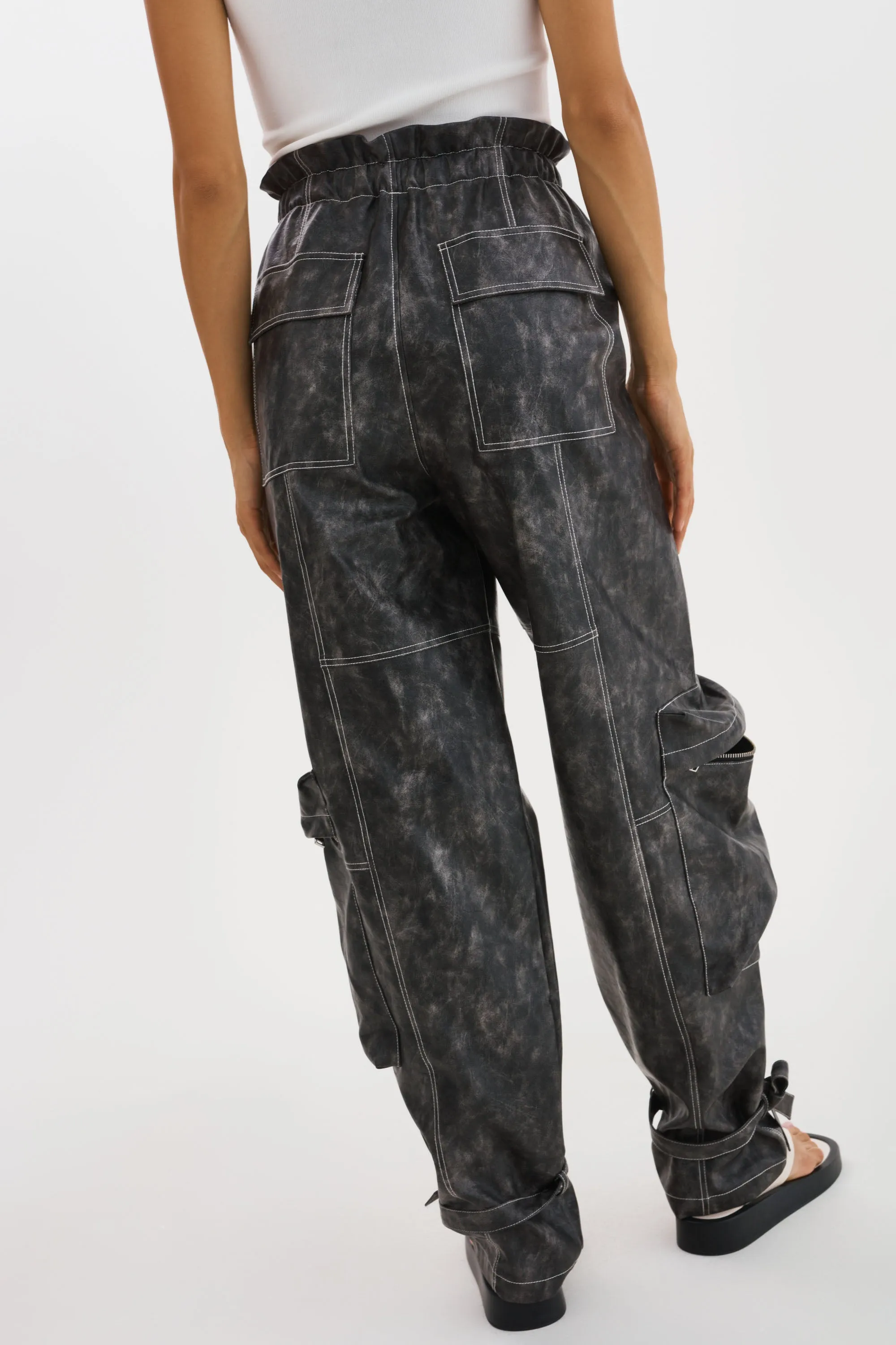 BRAXTON | Faux Leather Cargo Pants
