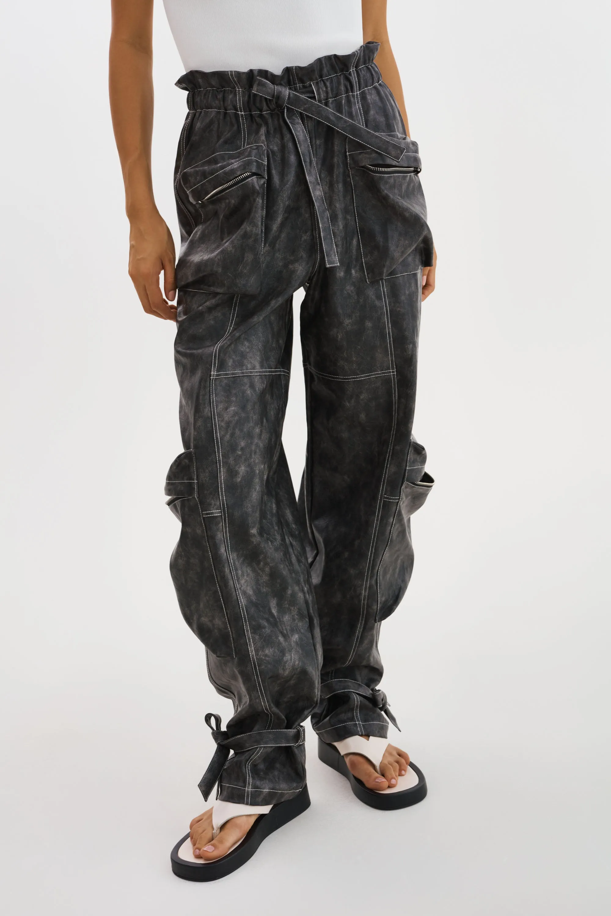 BRAXTON | Faux Leather Cargo Pants