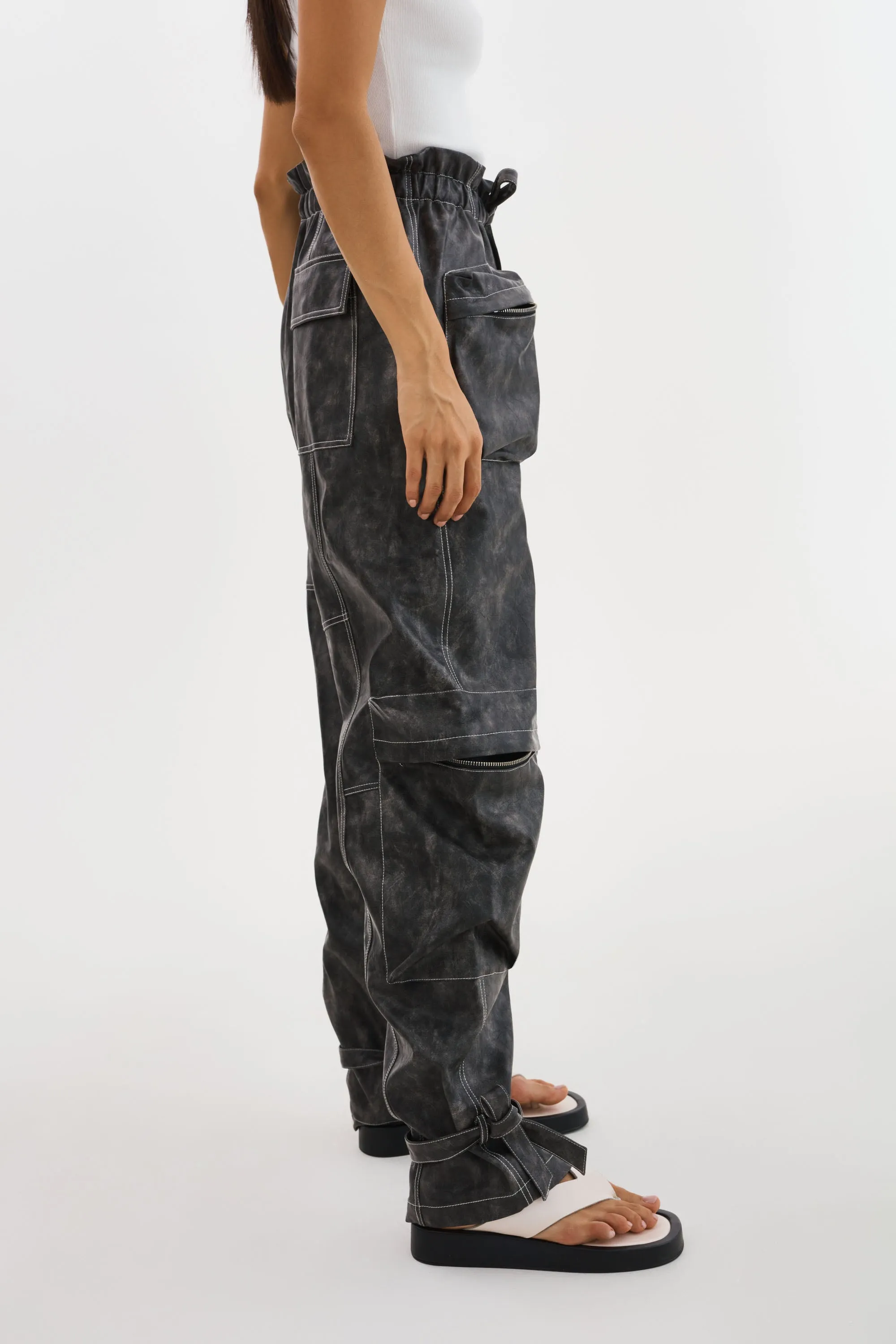 BRAXTON | Faux Leather Cargo Pants