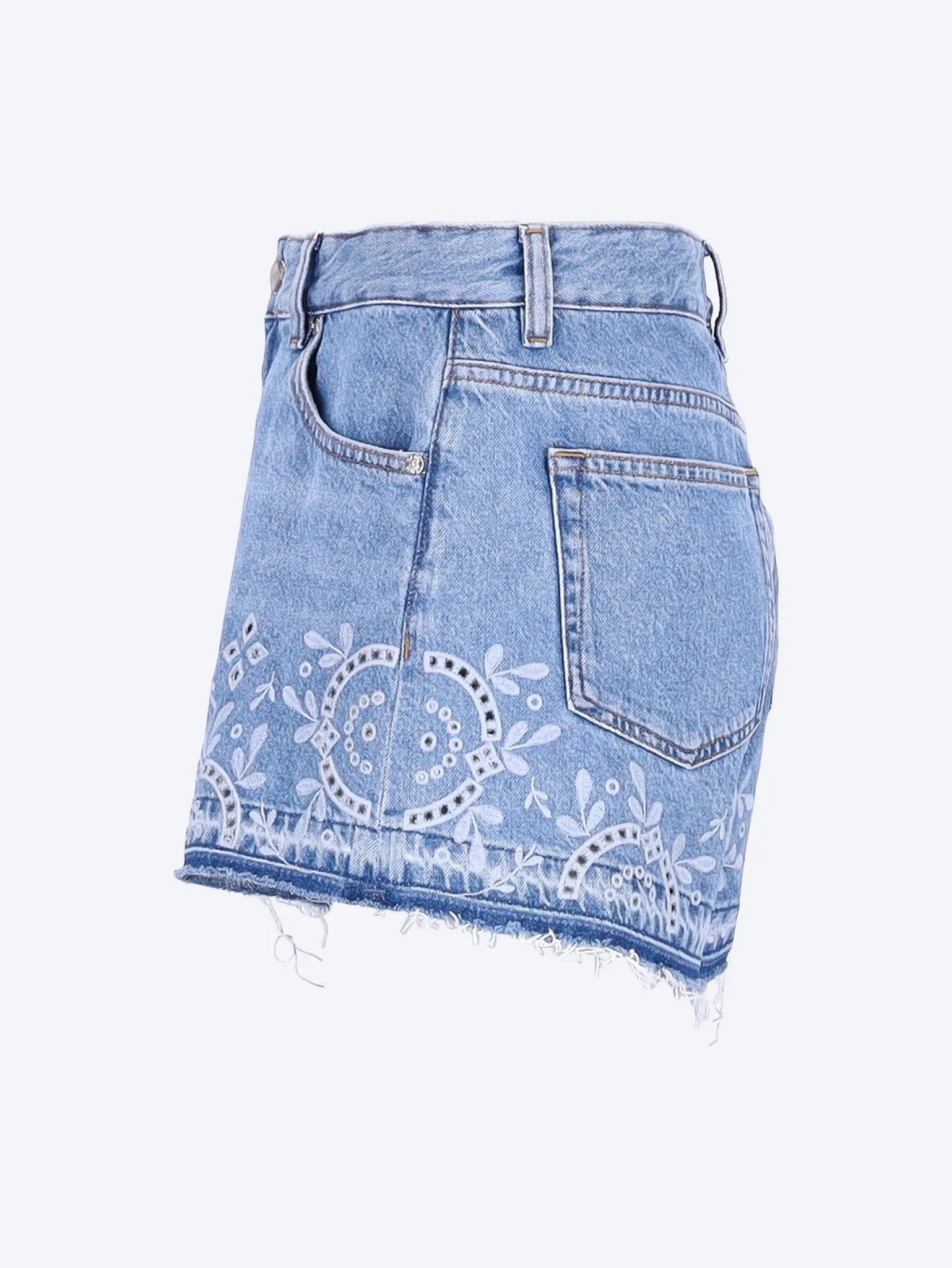 Broderie anglaise denim shorts