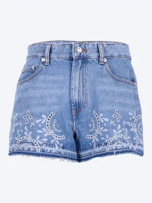Broderie anglaise denim shorts