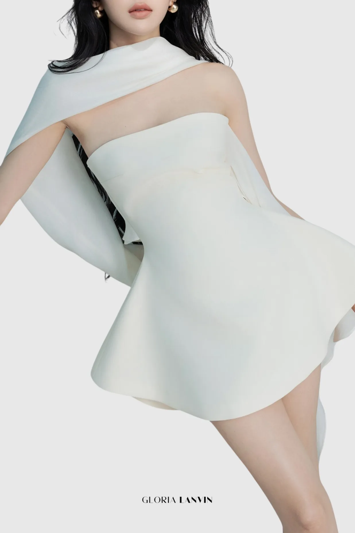 Calwa Scarf Strapless Flare Mini Dress Gloria Lanvin