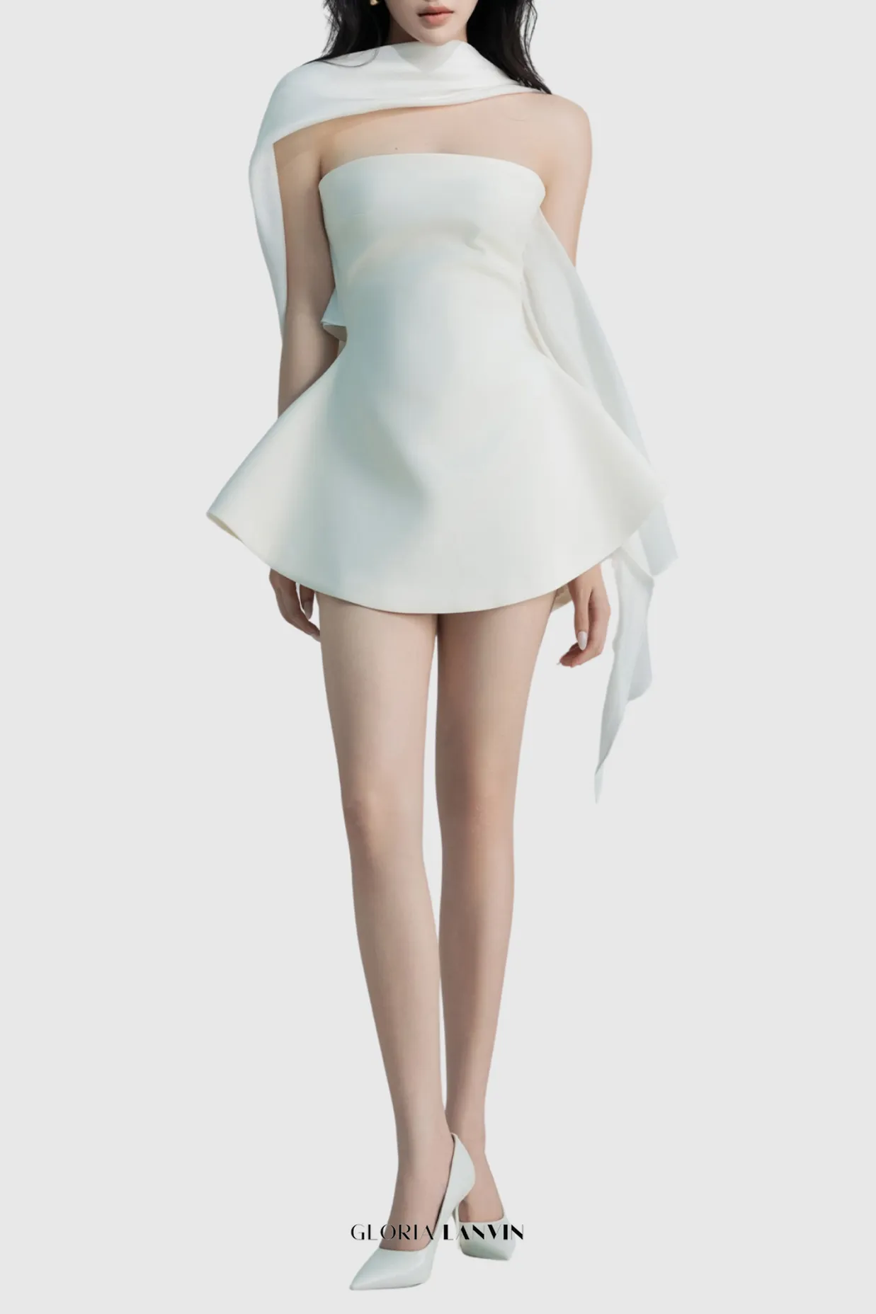Calwa Scarf Strapless Flare Mini Dress Gloria Lanvin
