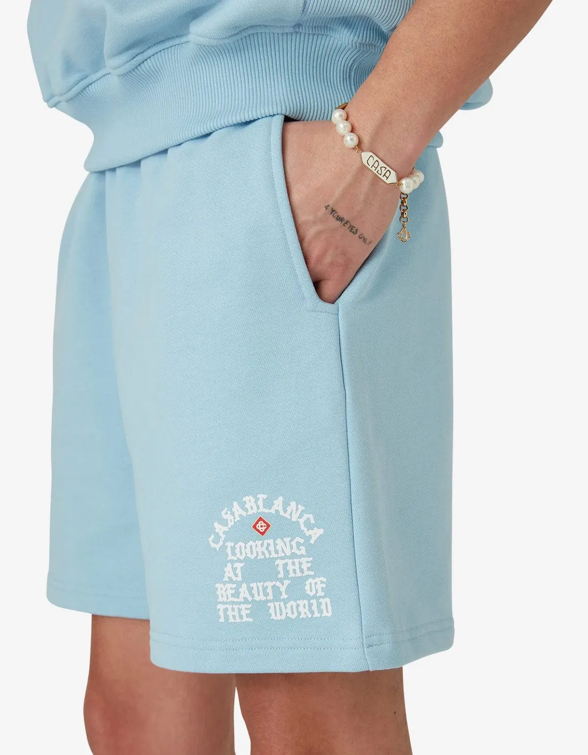 Casablanca Blue Beauty of the World Sweat Shorts