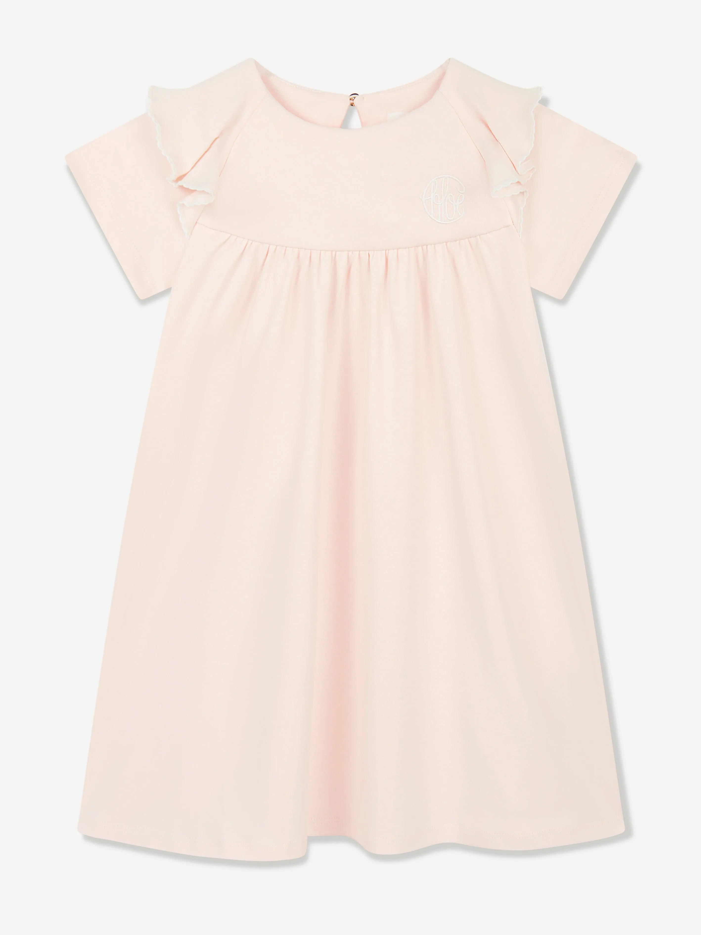 Chlo Girls Cotton Ruffle Dress in Pink