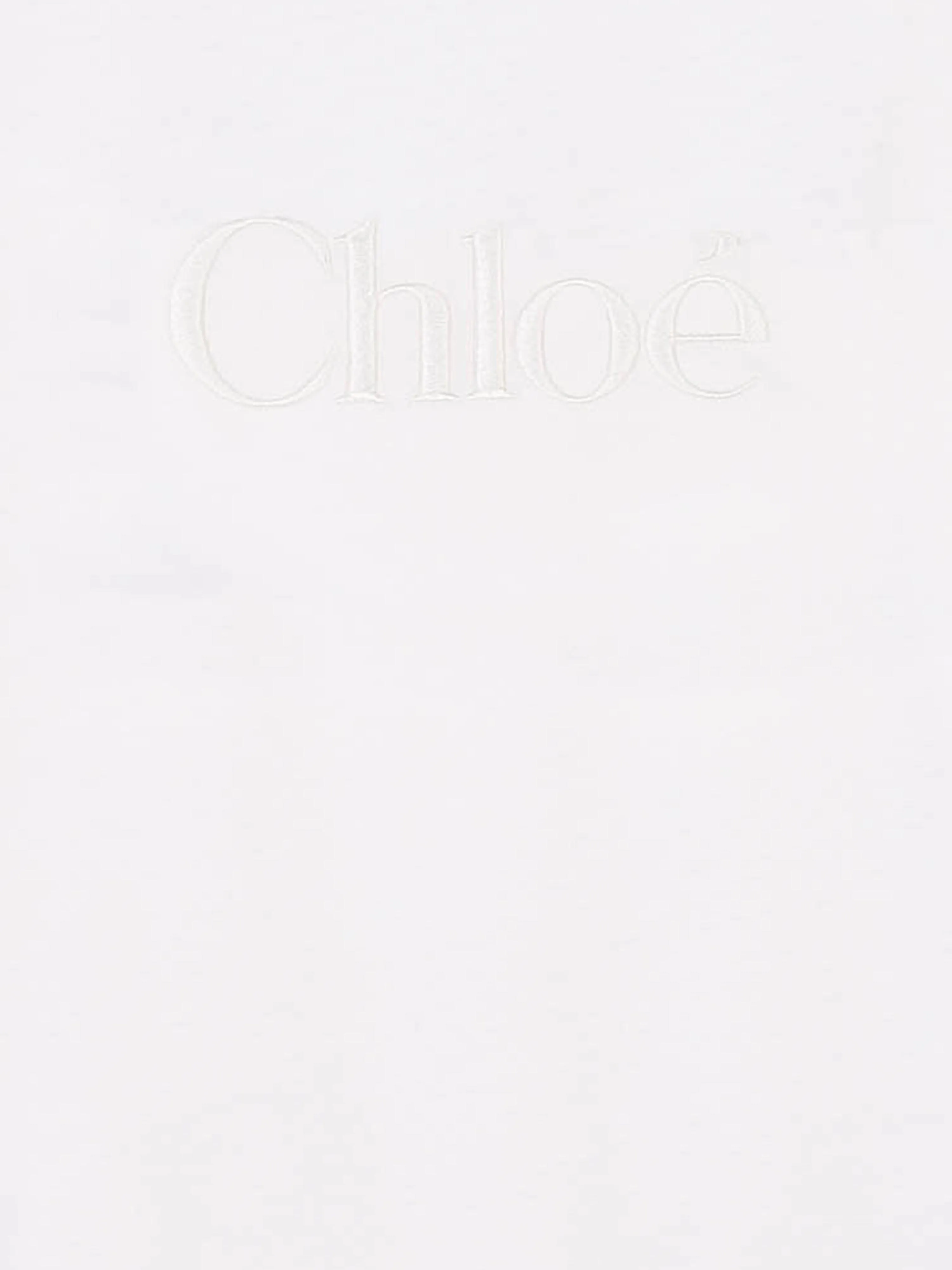 Chlo Girls Embroidered Logo T-Shirt in Ivory