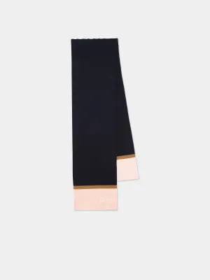 Chlo Girls Knitted Logo Scarf in Navy