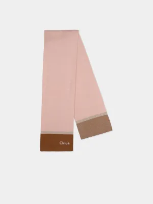 Chlo Girls Knitted Logo Scarf in Pink