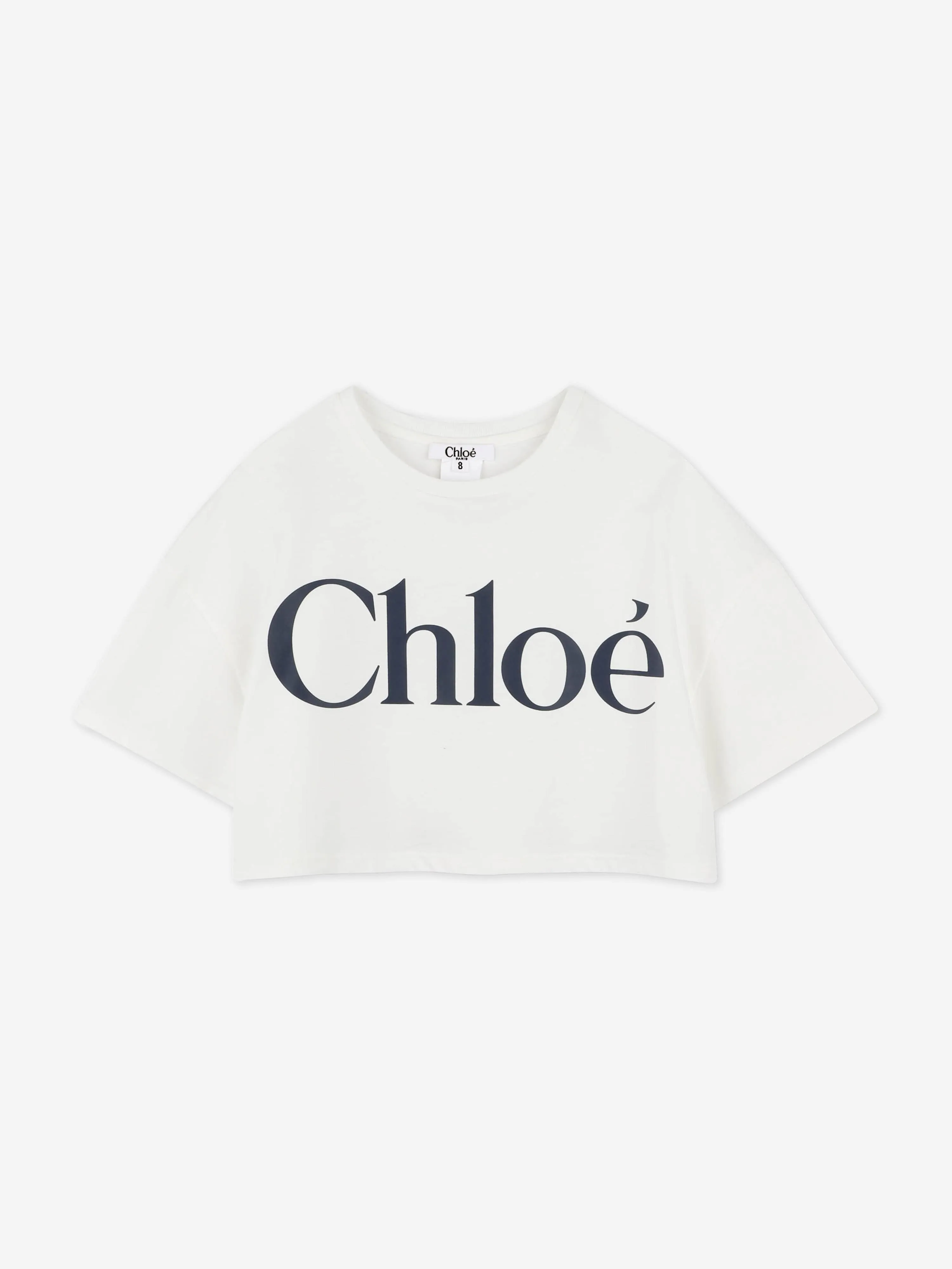 Chlo Girls Logo Print T-Shirt in Ivory