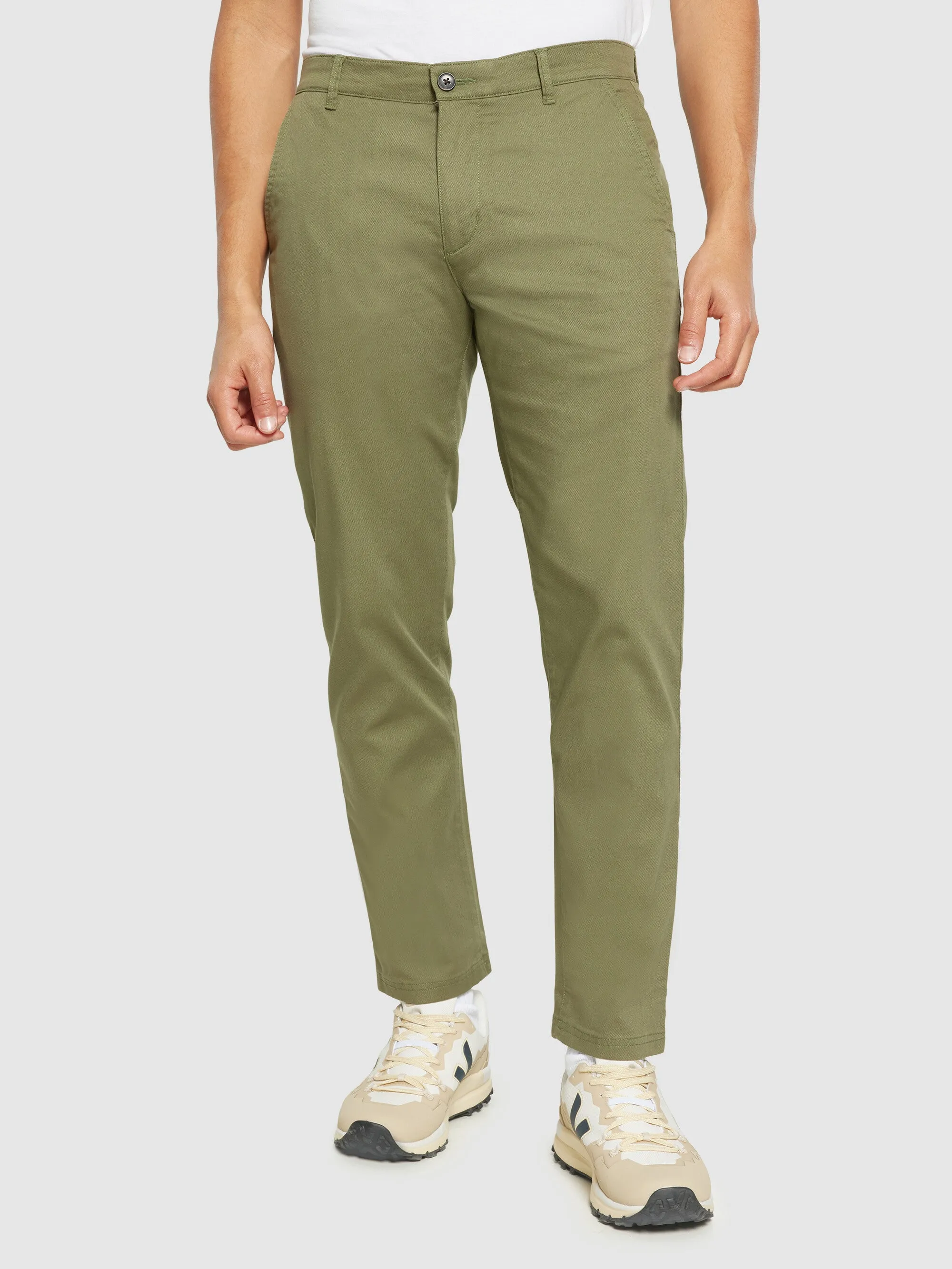 CHUCK regular canvas pants - GOTS/Vegan - Burned Olive Knowledge Cotton