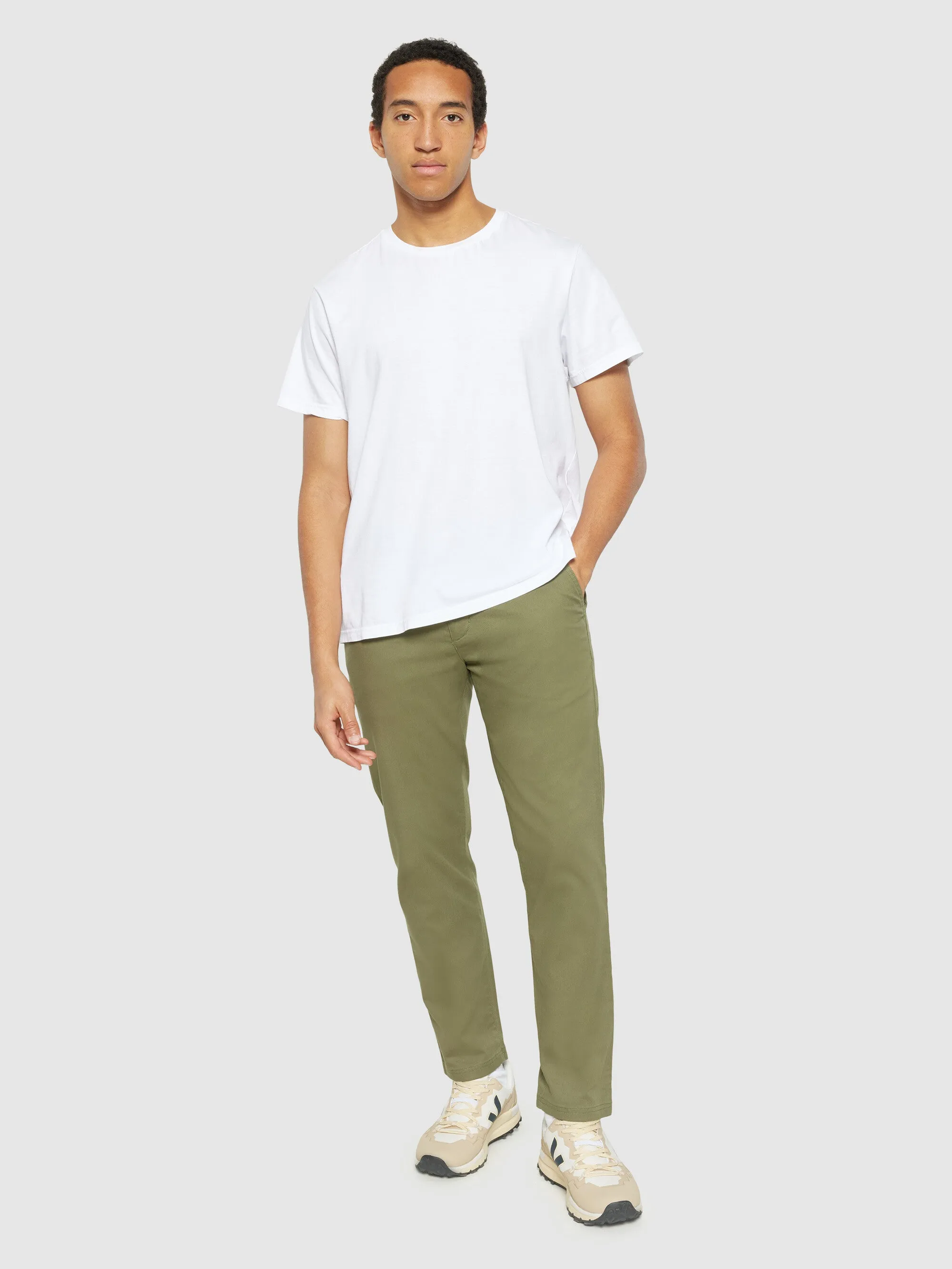 CHUCK regular canvas pants - GOTS/Vegan - Burned Olive Knowledge Cotton