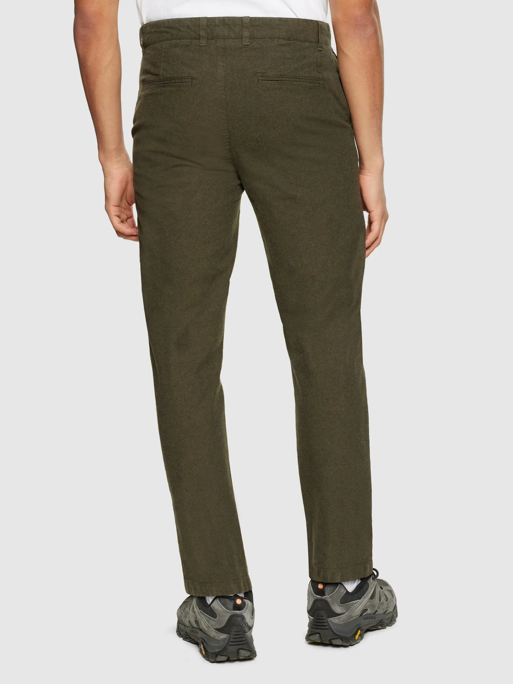 CHUCK regular flannel chino pants - Dark Olive Knowledge Cotton