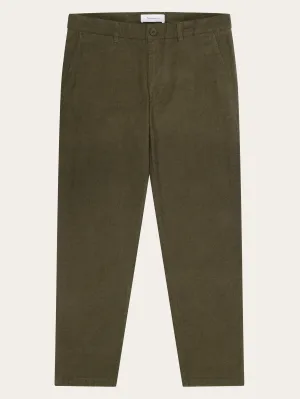 CHUCK regular flannel chino pants - Dark Olive Knowledge Cotton