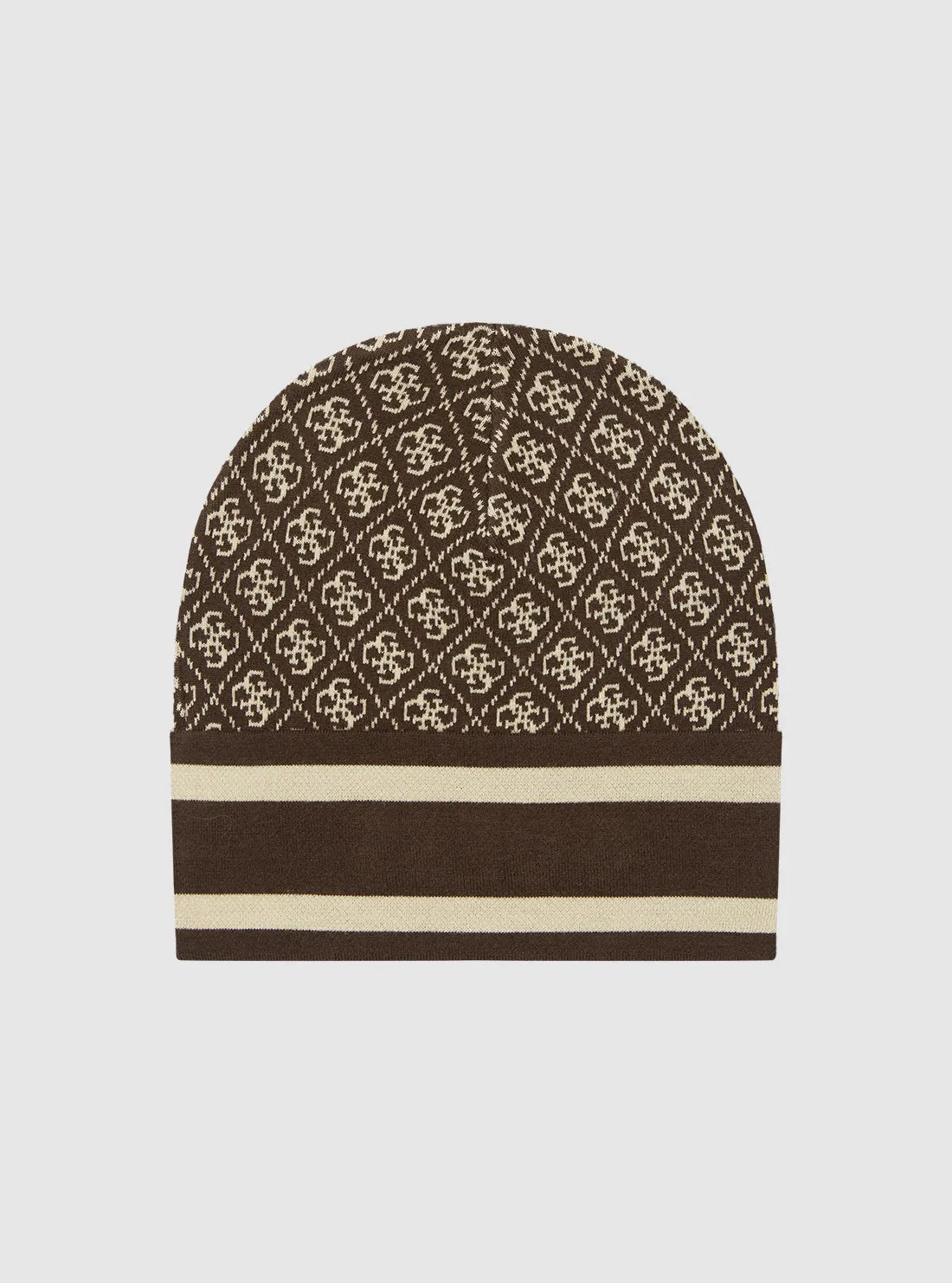 Dark Brown Logo Knit Beanie Guess
