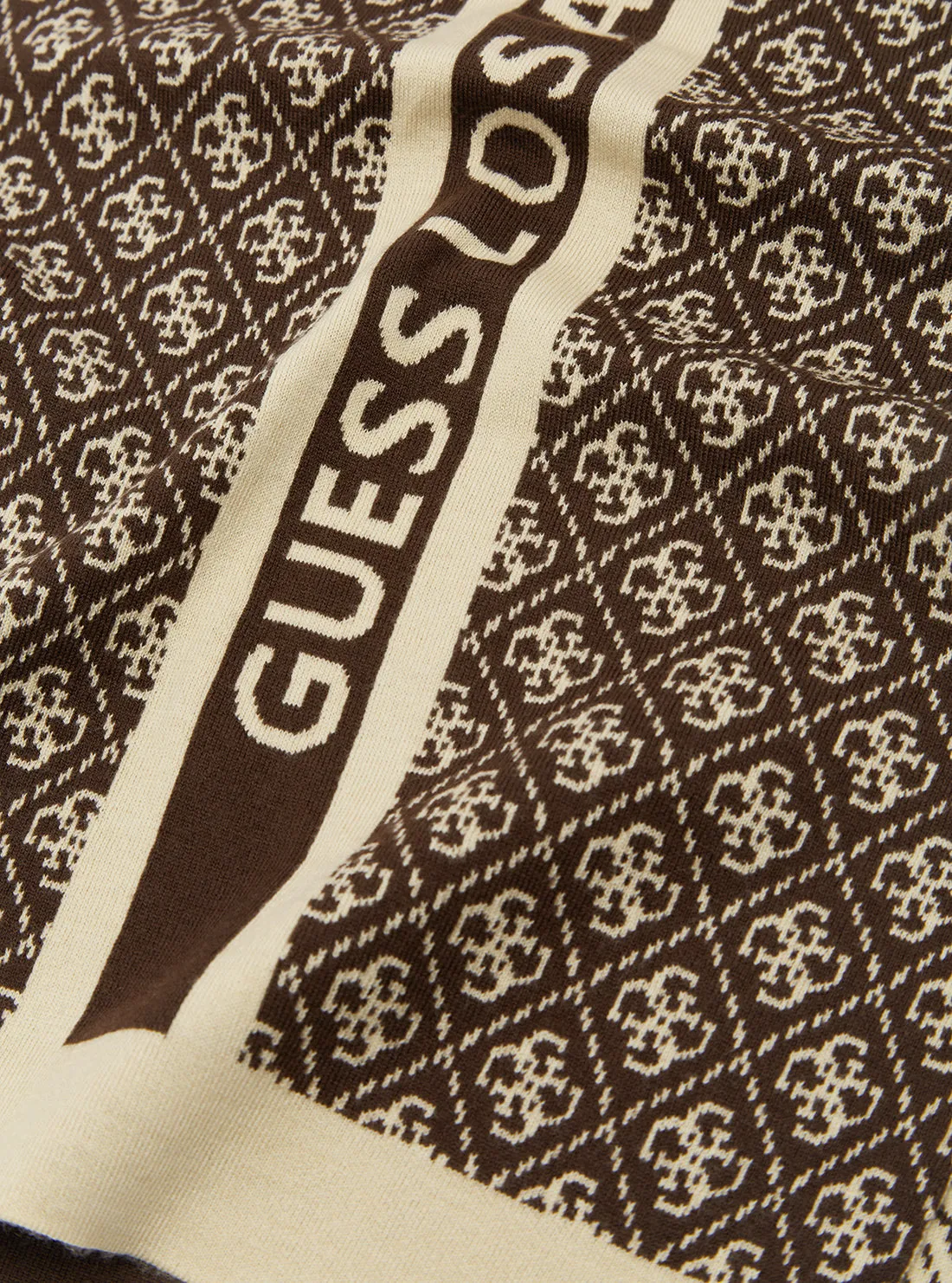 Dark Brown Logo Knit Scarf Guess