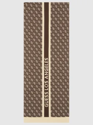 Dark Brown Logo Knit Scarf Guess