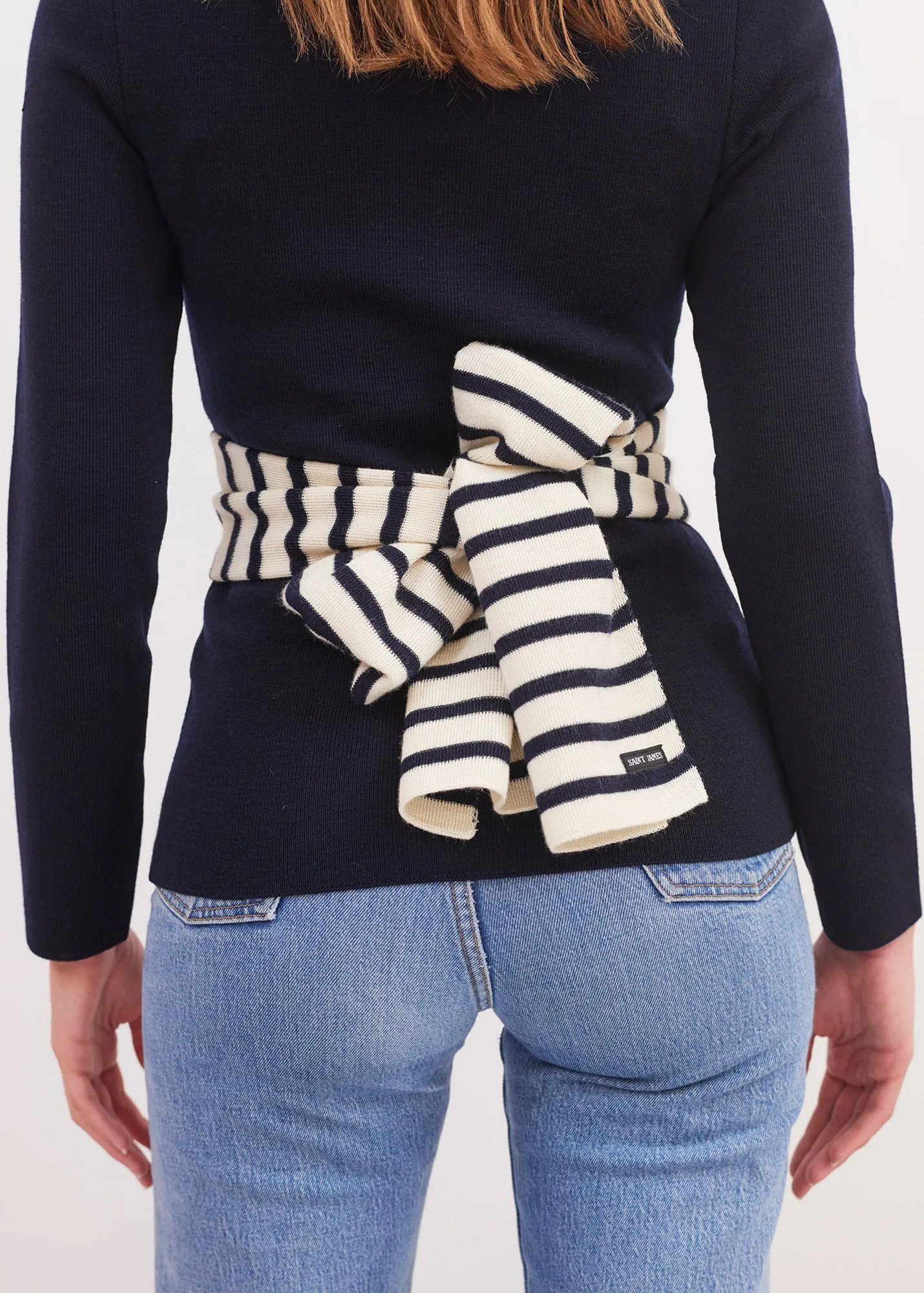 Echarpe raye Scarf - en pure laine vierge (ECRU/MARINE)