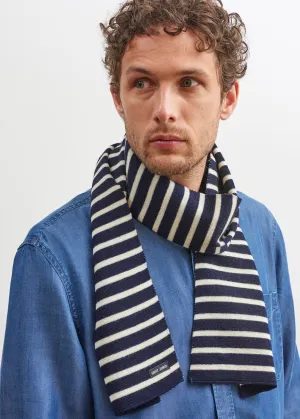 Echarpe raye Scarf - en pure laine vierge (MARINE/ECRU)