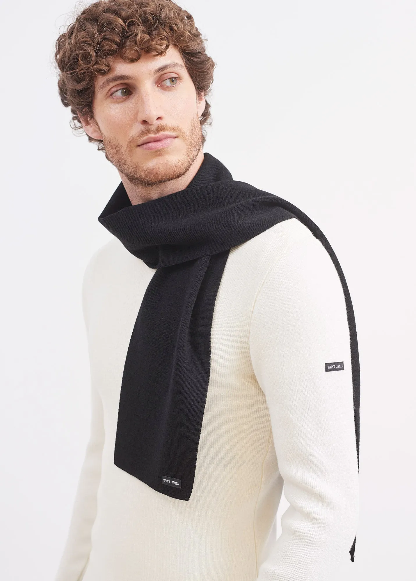 Echarpe unie Scarf - en pure laine vierge (NOIR)