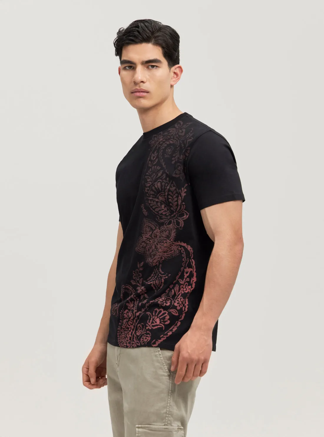Eco Black Faded Paisley T-Shirt Guess